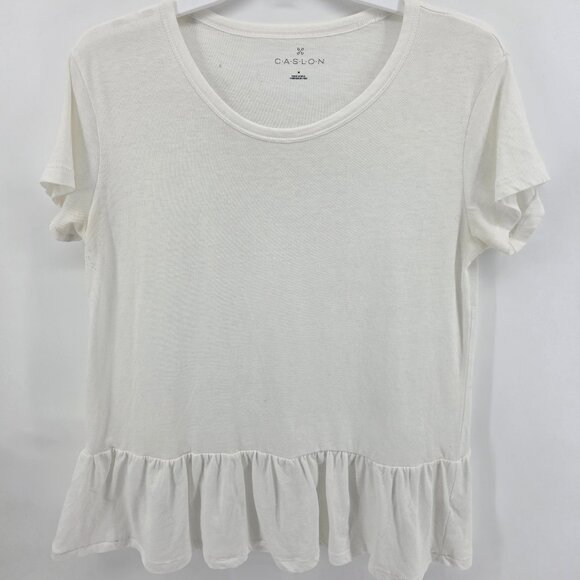 Tops - Caslon White Ruffle Hem T-Shirt – Size M – Short Sleeve Peplum Tee